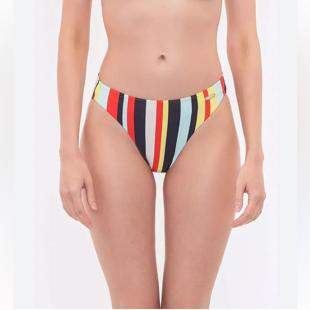 Sunseeker Check My Stripe Multicolor Tie-Side Bikini Bottom size 4